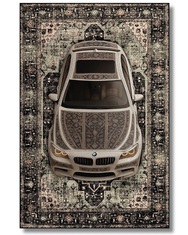 STRADALE BMW F10 X GOLD SPORT RUG - Vintage Luxury Washable Art - Back