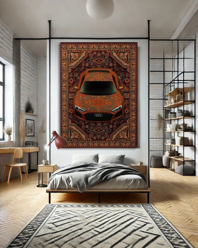 STRADALE AUDI R8 X RETRO QUATTRO RUG - Washable Automotive Art - Back