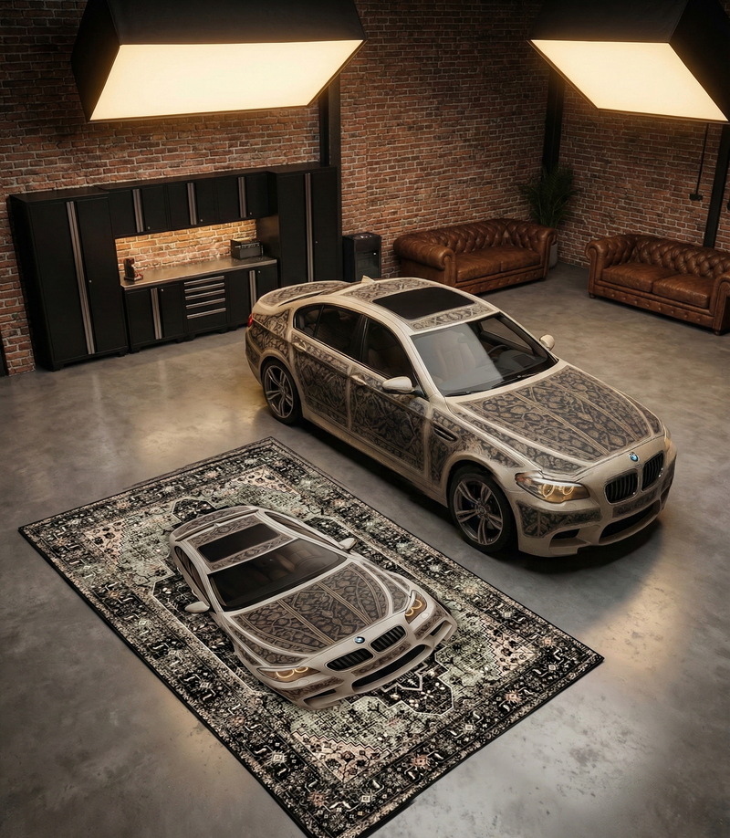 STRADALE BMW F10 X GOLD SPORT RUG - Vintage Luxury Washable Art