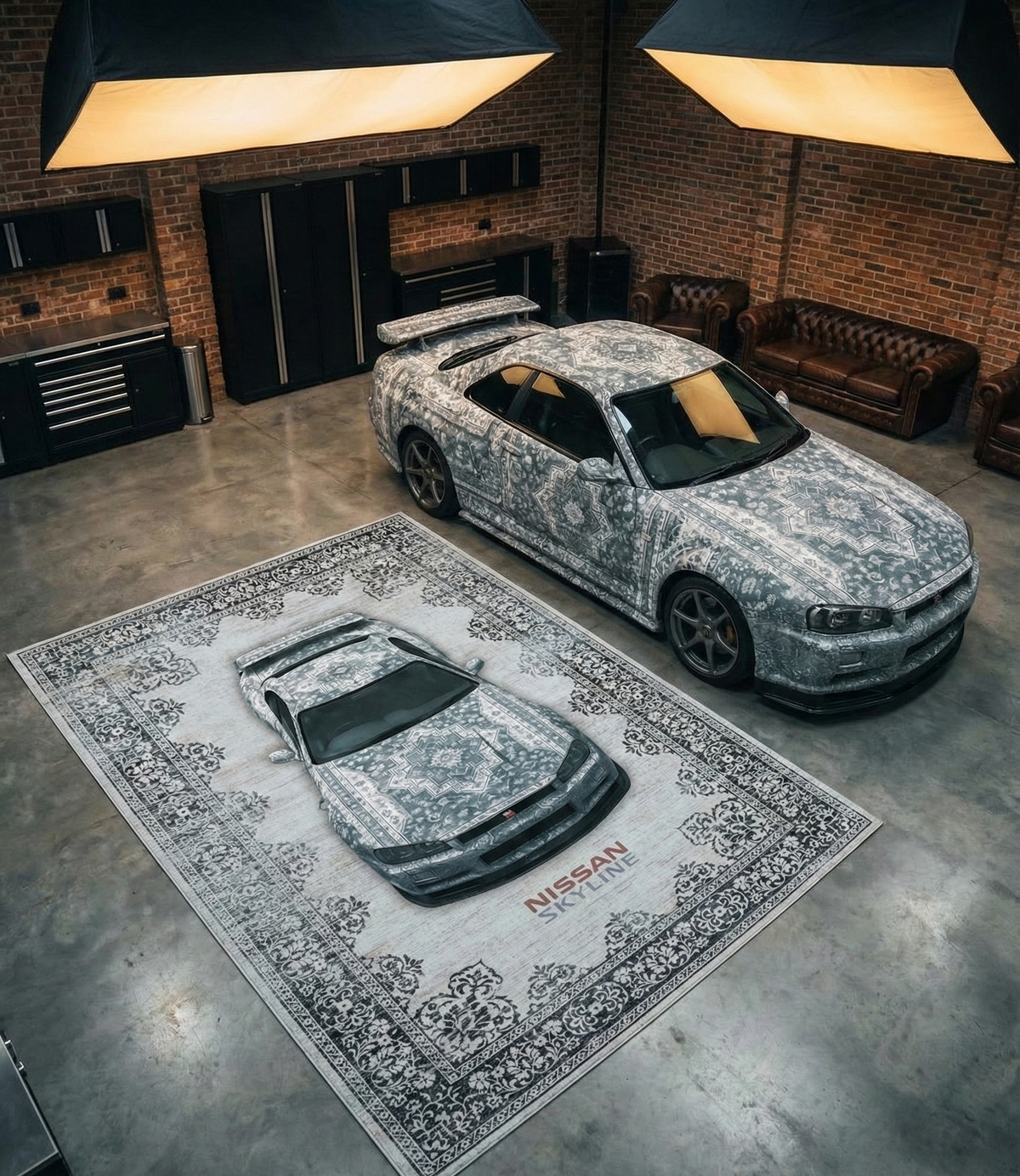 STRADALE X NISSAN GT-R34 SKYLINE RUG - Washable Automotive Art