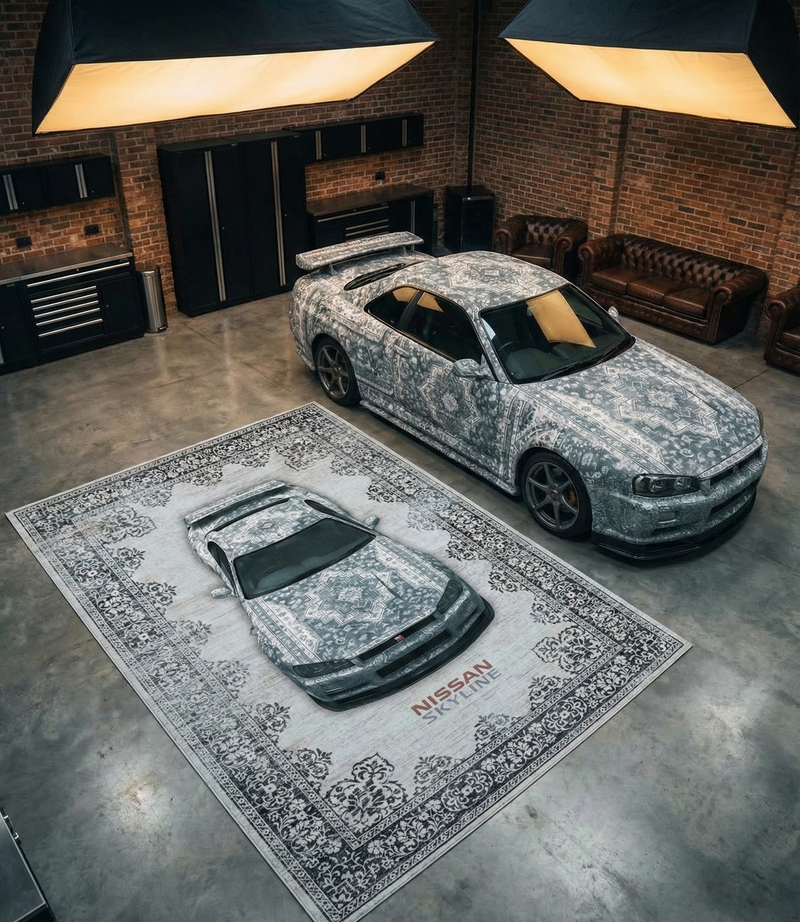 STRADALE X NISSAN GT-R34 SKYLINE RUG - Washable Automotive Art